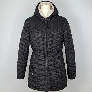 Steve Madden Black Glacier Shield Quilted Faux Fur Hooded Coat Parka Size M